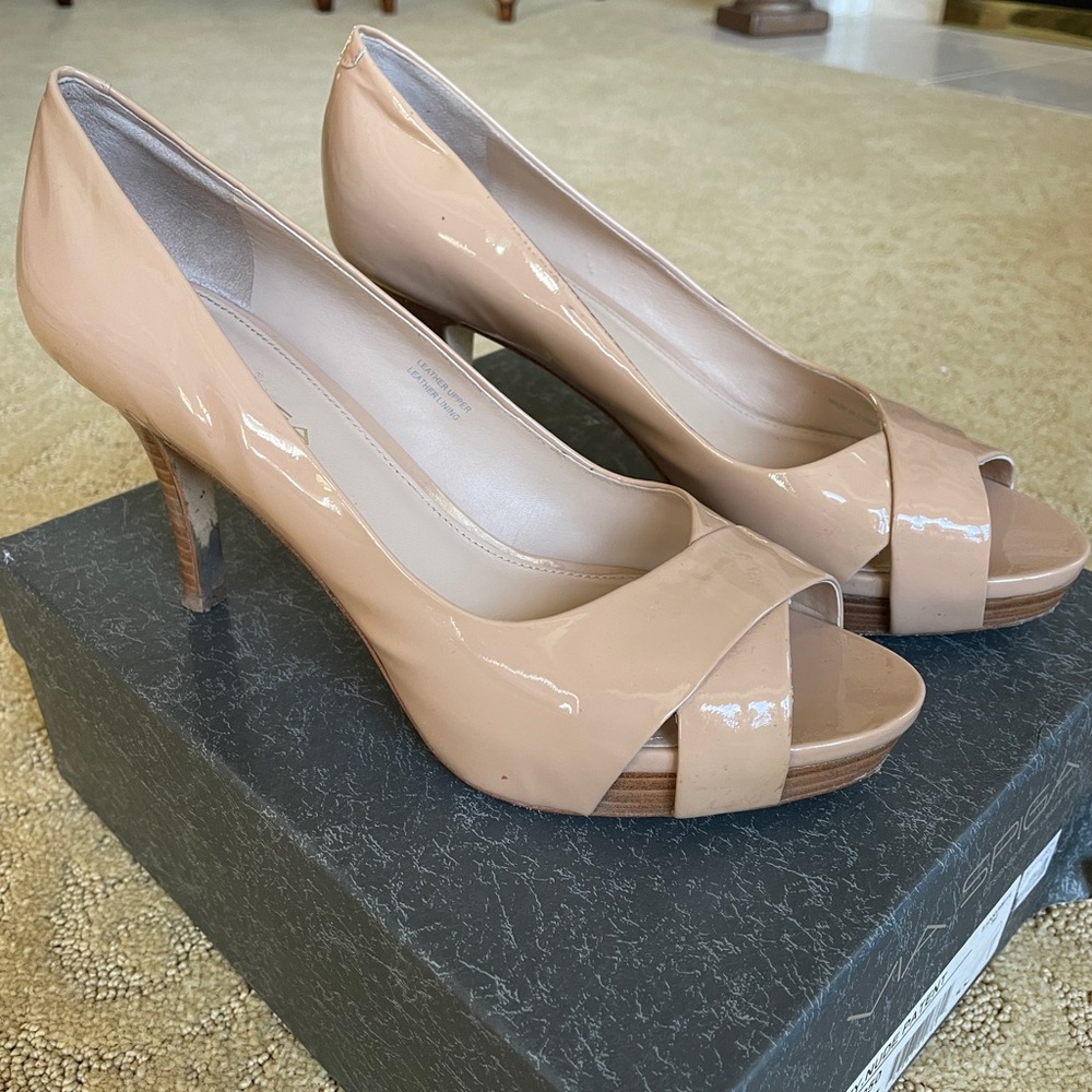 Via Spiga nude open toe 3” heels